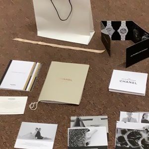 Chanel Paris Gift bag, ribbon and catalogs